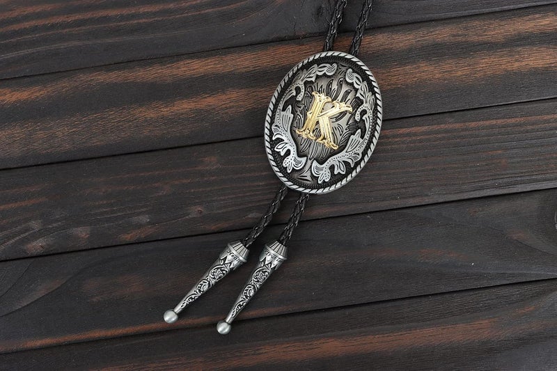 Wentur Bolo Tie for Men - Western Bolo Ties Alphabet Initial Letter ABCDJMR to Z - Western Cowboy Bolo Tie for Women Cowgirl - Image 2